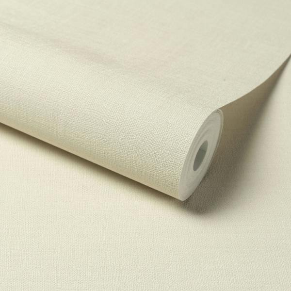 Grandeco Linen Effect Fabric Plain Textured Wallpaper, Cream