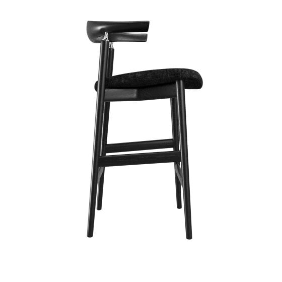 Wyld Haus Loughrea Upholstered Black Velvet Tweed Bar Stool