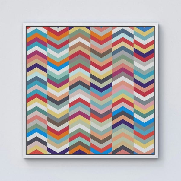 Warren Reed Geometric Multi Colored Chevron Pattern Framed Canvas