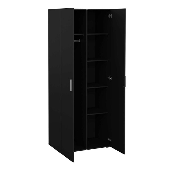 Wyld Haus Wilde Black Bedroom Furniture Set - Bedside 2 Drawers + Chest of 4 Drawers + Wardrobe 2 Doors