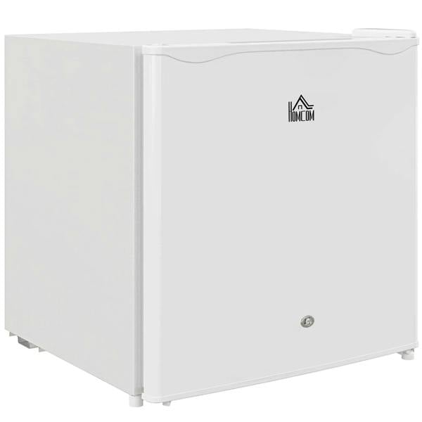 Cream white lockable countertop fridge with front door and round lock
