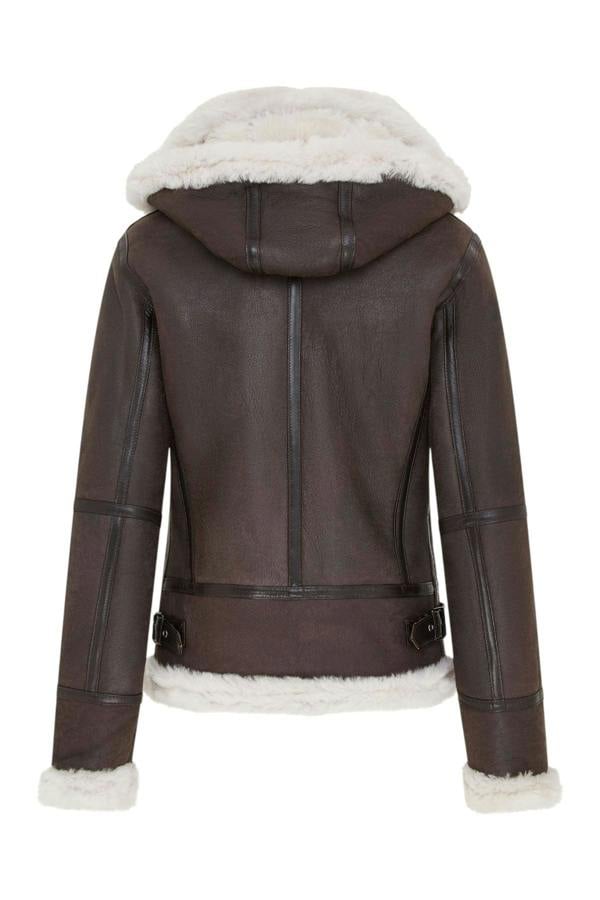 Infinity Leather Womens Hooded Sheepskin Flying Leather Jacket-Palermo