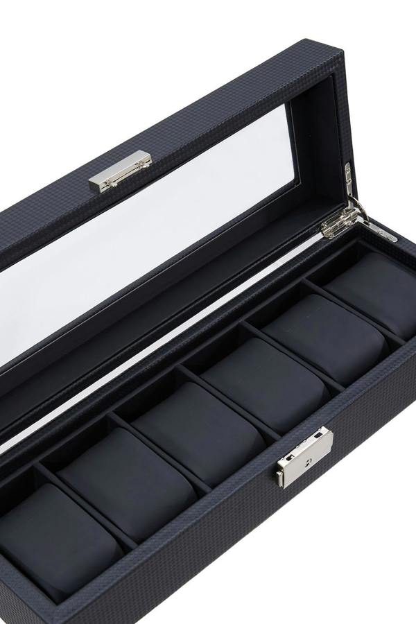 SHEONLY Elegant Faux Leather Watch Display Case with 6 Slots Watch Storage Case