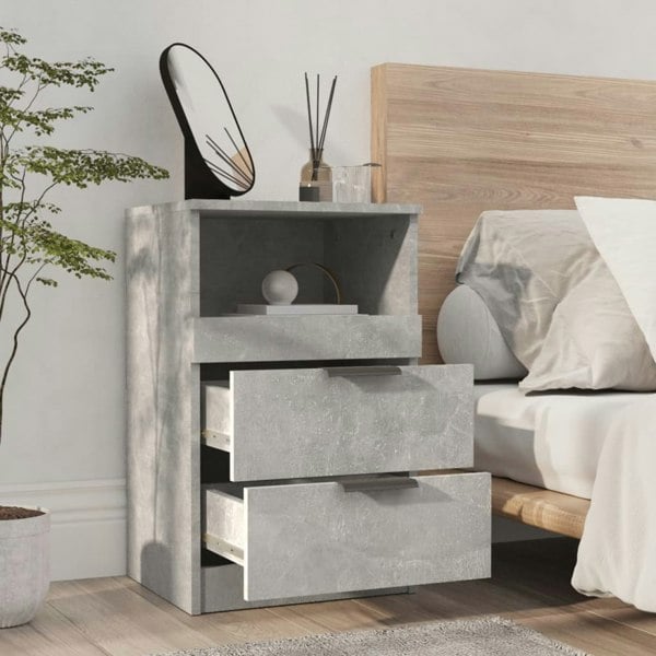 Berkfield Bedside Cabinet Concrete Grey Engineered Wood