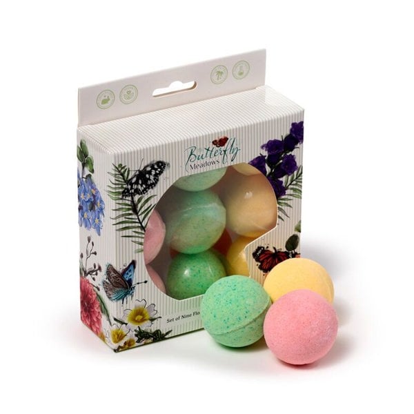 Set of 9 Butterfly Meadows Mini Bath Bombs with Almond Oil