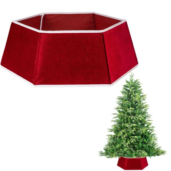 26.8 Inch Hexagonal Fabric Christmas Tree Collar for a Neat Festive Finish image 1