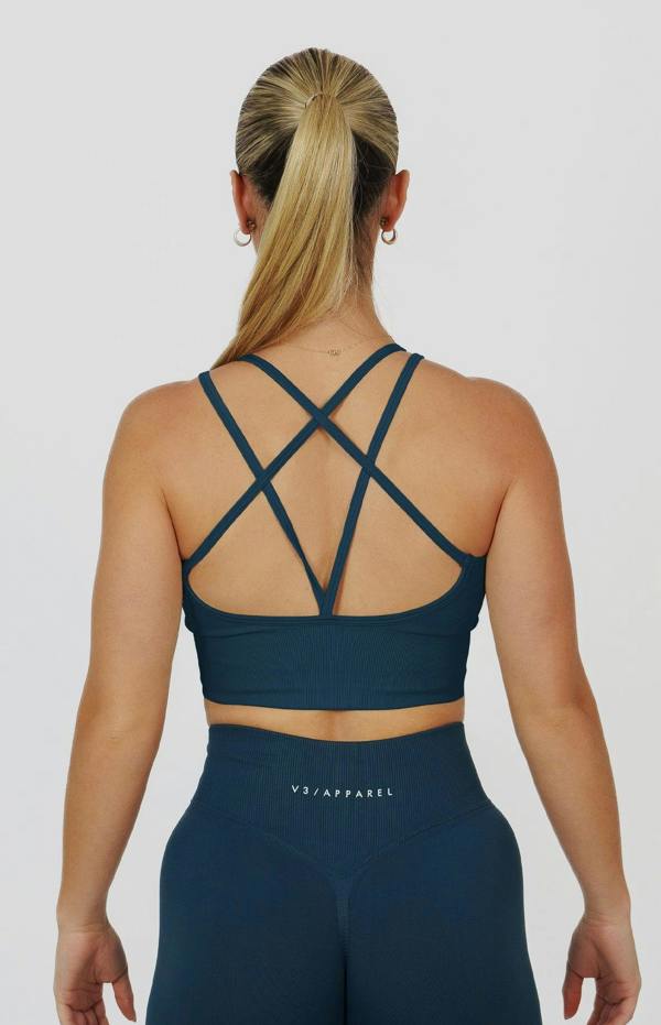 V3 Apparel Form Seamless Scrunch Sports Bra, Leggings & Shorts Set - Deep Turquoise