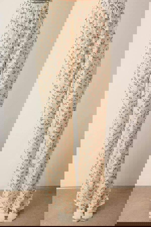 WOVCOR 2-Piece Croissant Print Viscose Woven Pajama Set