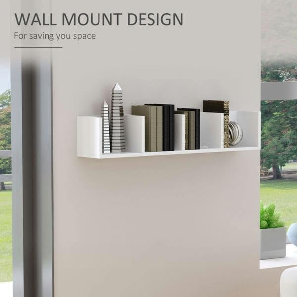 Dyzi Wall Mounted 4 Tier Multimedia CD DVD Storage Shelf White
