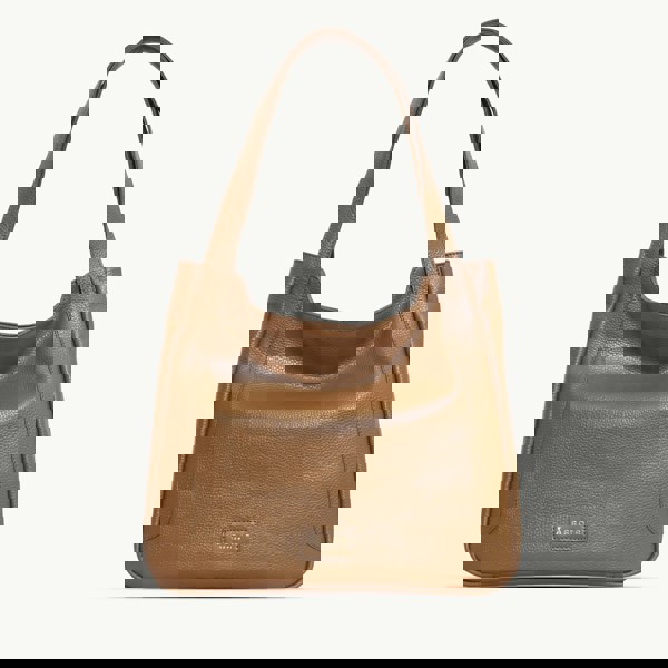 Assots London 'Harriet' Tan Pebble Grain Real Leather Slouchy Hobo Bag