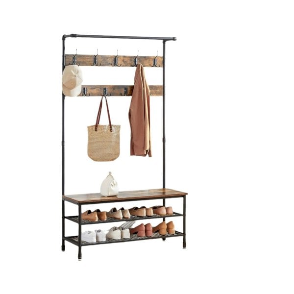 Modcraft Large Hall Tree Coat Rack with Bench and Shoe Rack