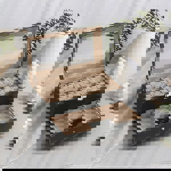 Rafaelo Mobilia Double Layer 12 Slot Watch Box Black