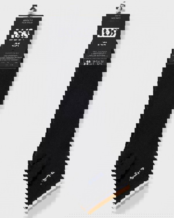 BOSS Orange Mens Two-Pack of Short Length Socks with Signature Stripe NOS - Black 001