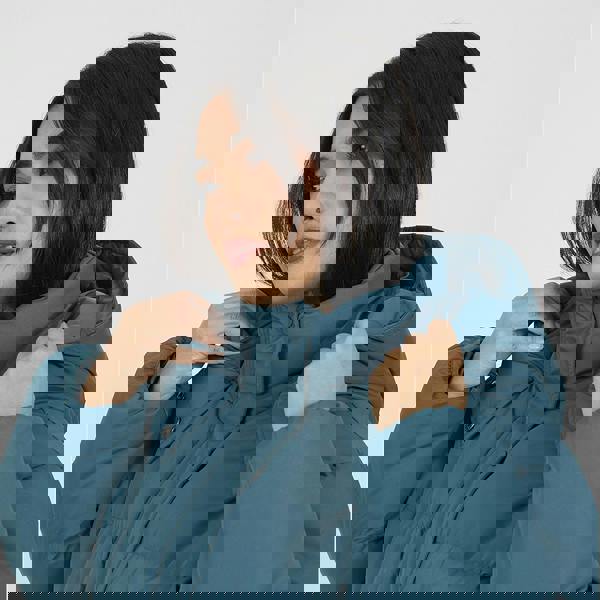 Brave Soul Teal Oversized Hooded Short Puffer Jacket - Teal Image 4