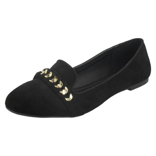 Spot On Ladies Spot On Chain Vamp Ballerinas