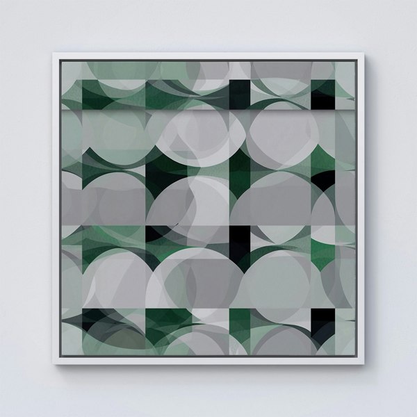 Warren Reed Geometric Grey Green Framed Canvas