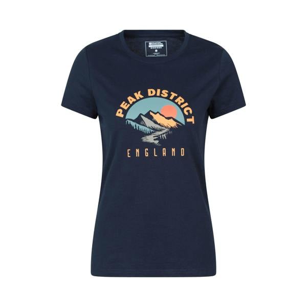 Mountain Warehouse Womens Peak District Mountain Scene T-Shirt - Navy