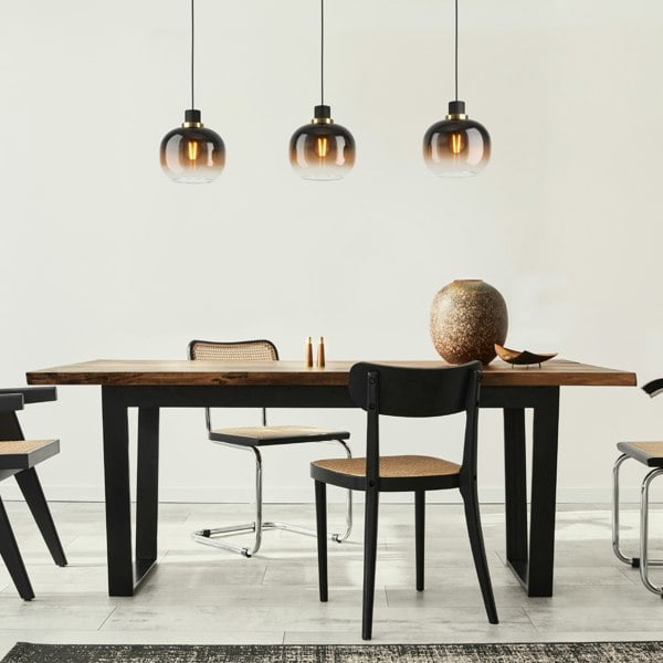 EGLO Oilella Linear Glass Pendant Light Black And Brown