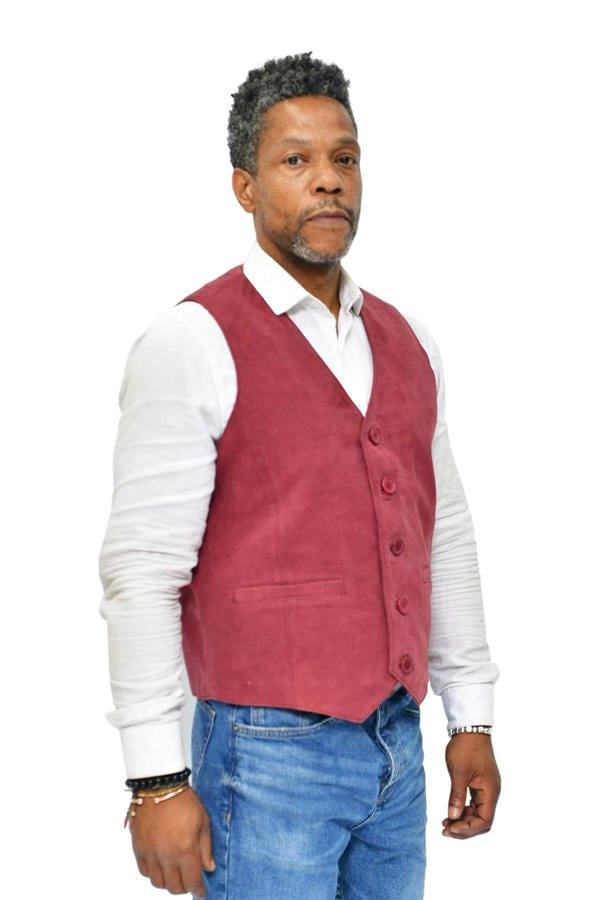 Infinity Leather Mens Classic Goat Suede Leather Waistcoat-Norwich