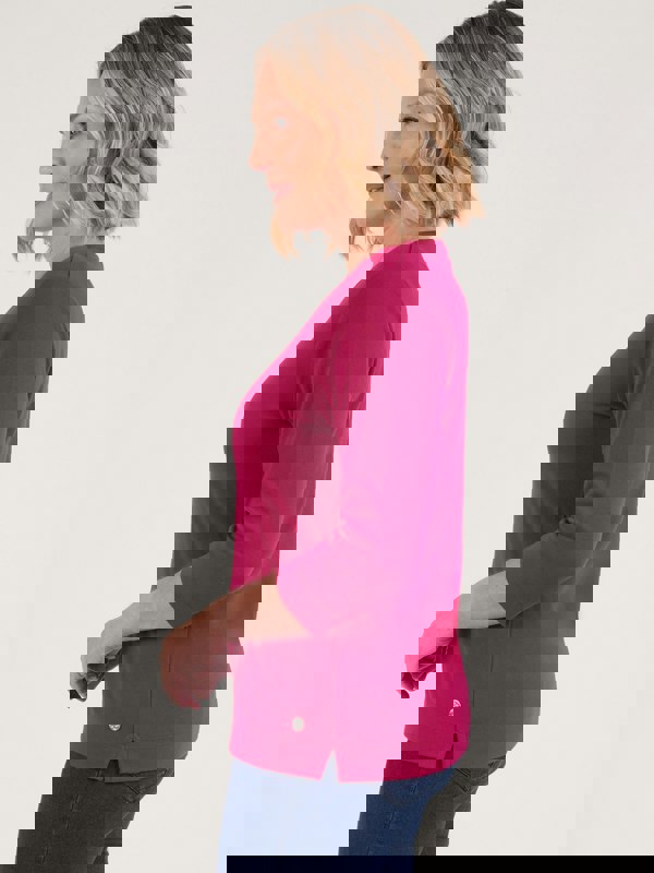 PennyPlain Solid Round Neck Top - Raspberry