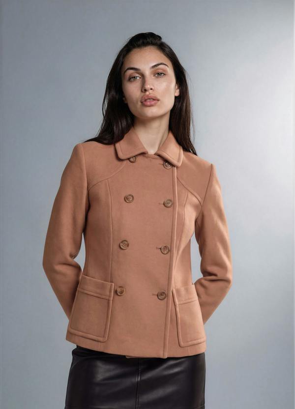 Myles Anthony Pecan Reefer Style Wool & Cashmere Jacket