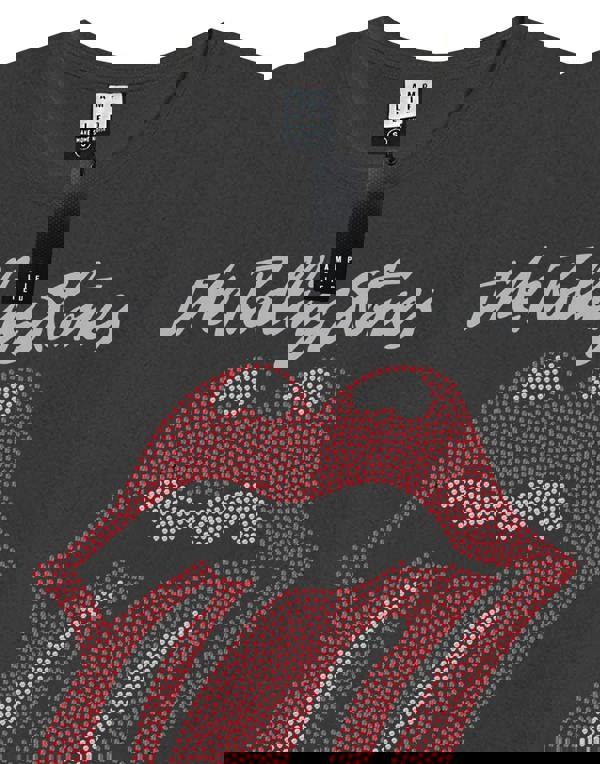Amplified Clothing Womens Grey Rolling Stones Tongue Logo Short Sleeved T-Shirt