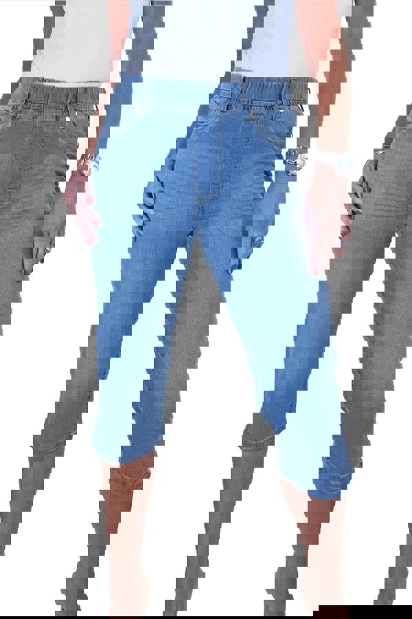 Paulo Due Womens Pull On Denim Capri Shorts