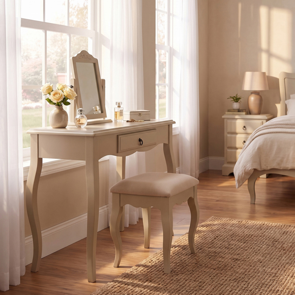 Statement Furniture Romance Dressing Table with Drawer. French Style Vanity Unit