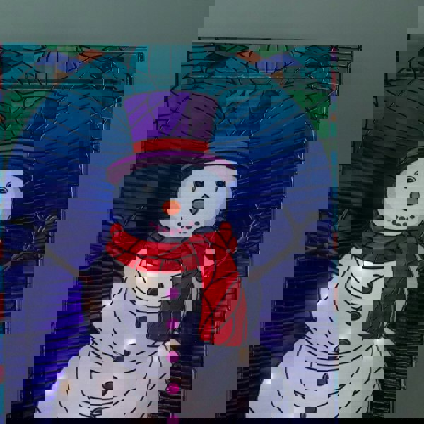 Samuel Alexander 28cm Battery Operated Light up Double Sided Stained Glass Snowman Decoration with LEDs