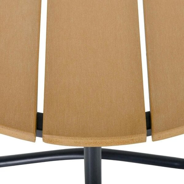 Bobobiy Round Outdoor Side Table Adjustable Leg Pads Garden Table 49 x 49 x 48 cm Natural Wood & Black