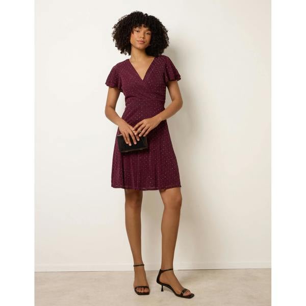 Blue Vanilla Rhinestone Diamante Wrap Dress