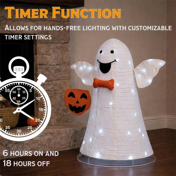 Fxlab White LED Foldable Ghost Outdoor Halloween Decoration