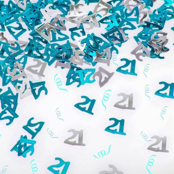 Blue & Silver Metallic Confetti Pack for 21st Birthday Table Decorations, 1 to 4 Pack Options image 1