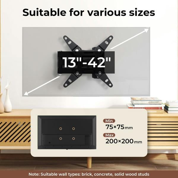Levede TV Wall Bracket Mount Swing Arm Tilt Swivel 16" 22" 24" 32" 40" 43" LED