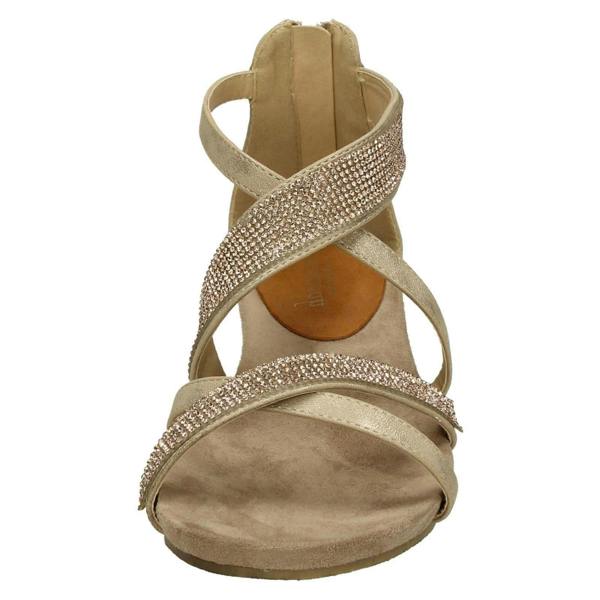 Savannah Ladies Savannah Low Wedge Diamante X Strap Sandals