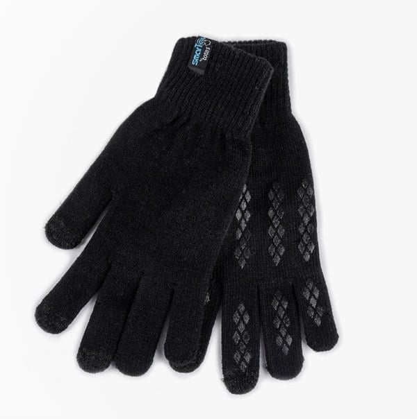 Totes Toasties STRETCH KNITTED Touchscreen Gloves Mens Black