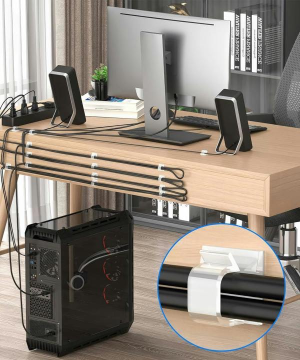 ULTRICS Cable Clips, Self Adhesive Cable Holder Clips for Cable Management and Wire Organisation