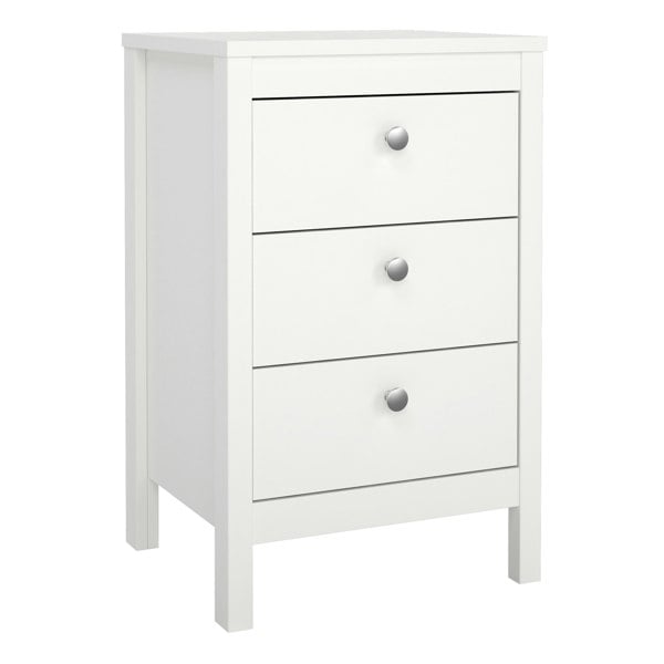 Furniture To Go Madrid Bedside Table 3 Drawers in White