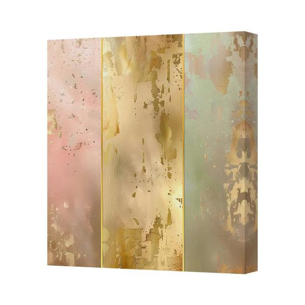 Benjamin Tate Design Gold Abstract Canvas Wall Art Triptych With Metallic Accents
