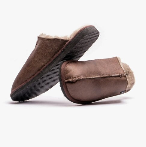 Shepherd HUGO Mens Sheepskin Mules Oiled Antique