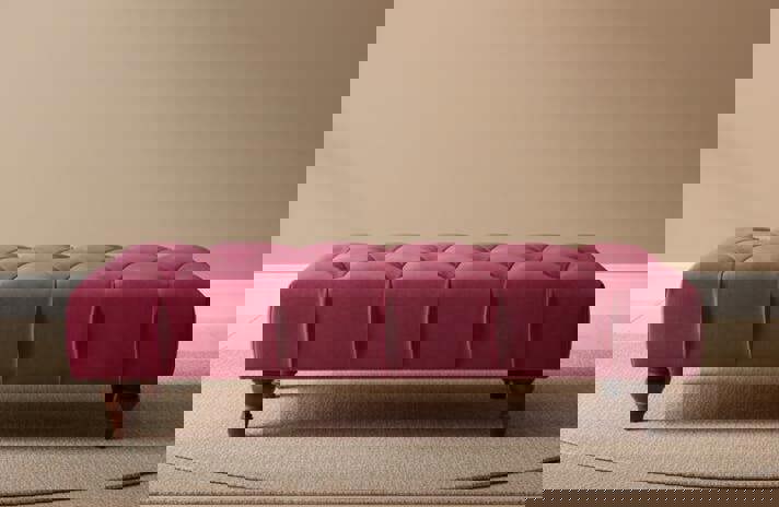 ISTOOLS Claret Chesterfield Footstool | Long Maroon Upholstered Ottoman Bench (Non-Storage)