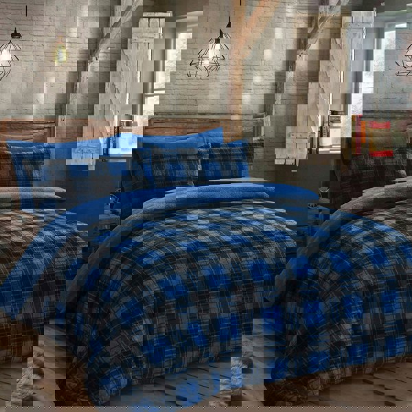 Velosso Check Teddy Fluffy and Warm Fleece Duvet Cover Set