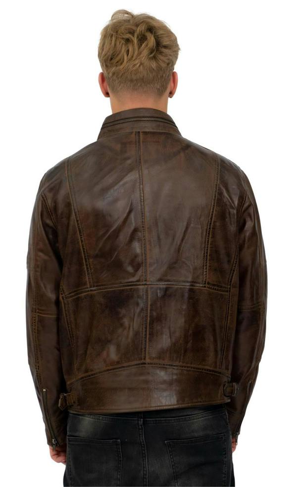 Infinity Leather Mens Retro Biker Leather Jacket-Sydney