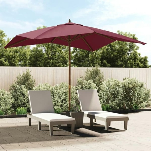 Berkfield Garden Parasol with Wooden Pole Bordeaux Red 300x300x273 cm