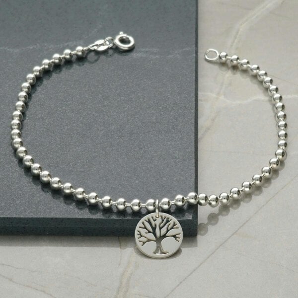 Christopher James of London Sterling Silver Bead Ball Anklet With Your Choice of Charm