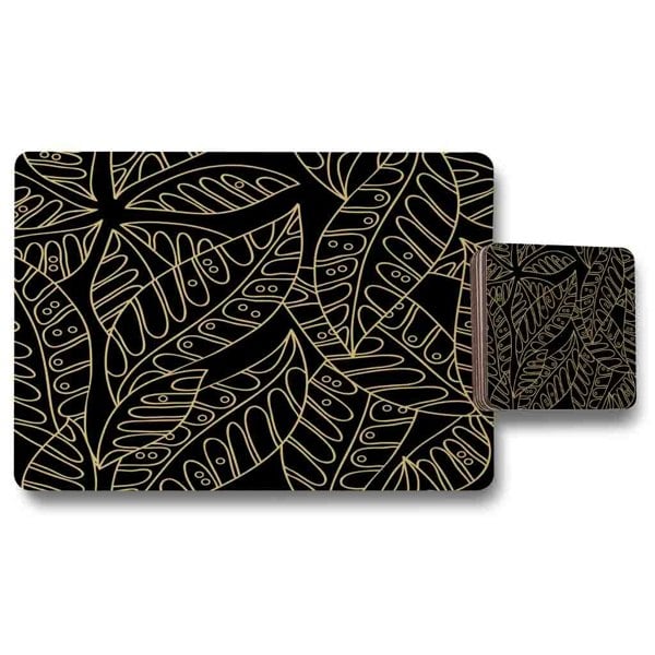 New Product Lined Flower Print (Placemat & Coaster Set)  - Andrew Lee Home and Living