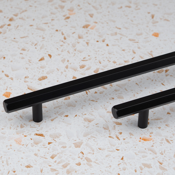 Handle & Home Matt Black Hexagon T-Bar Handles and Coordinatig Knob