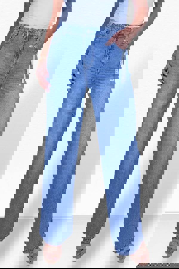 Paulo Due Womens High Waist Wide Leg Denim Jeans