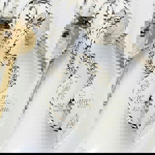 Personalised Memento Company Personalised Floral Mother Daughter Two Heart Keyring