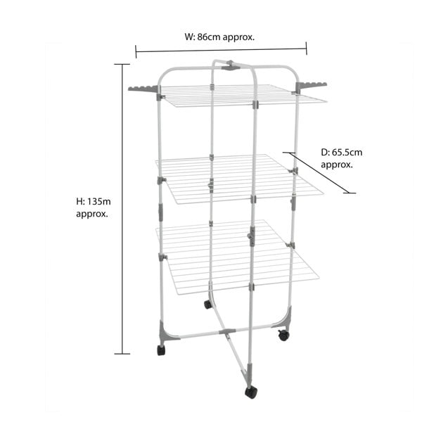 JVL Foldable 3 Tier Drying Rack, White